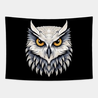 White Owl Head with Big Yellow Eyes Tapestry