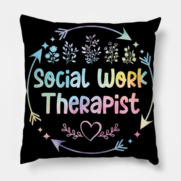 Social work Therapist cute floral watercolor Pillow by ARTBYHM