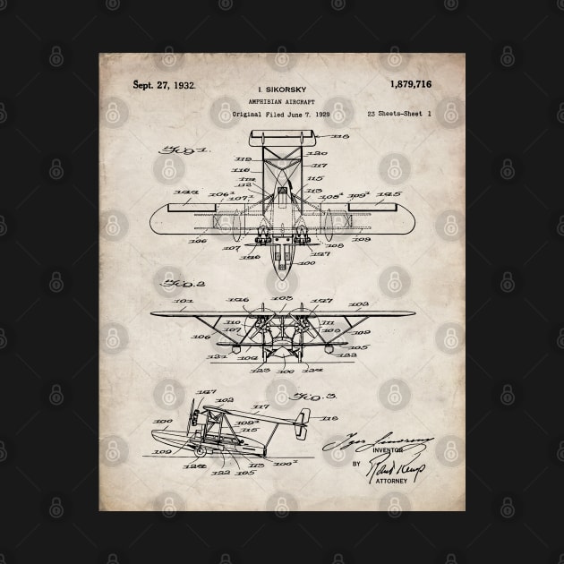 Seaplane Patent - Biwing Seaplane Art - Antique by patentpress