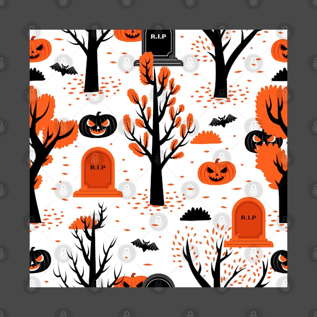 Halloween Cemetery Orange by igzine