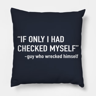 If only I had checked myself. Guy who wrecked himself Pillow