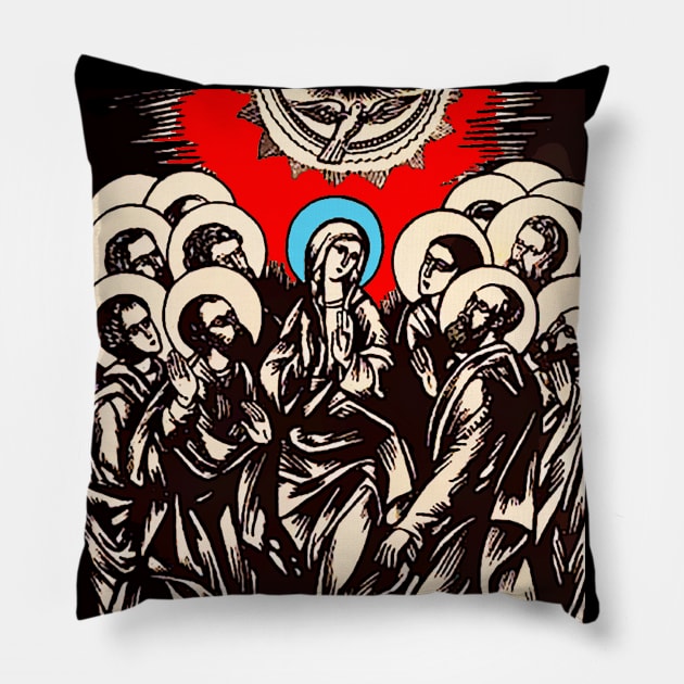 Our Lady Mother of God among the Apostles Pillow by Marccelus