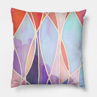 Purple & Peach Love - abstract painting in rainbow pastels Pillow