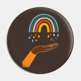 Rainbow and hand Pin
