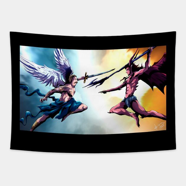 Angel Dandy versus Devil Dandy Tapestry by Tattooeddandyyy70