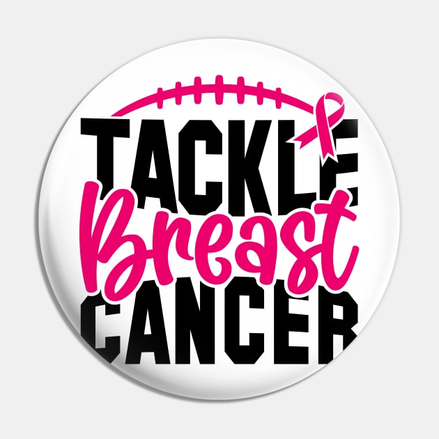 Tackle Breast Cancer Football Sport Awareness Support Pink Ribbon Pin by Color Me Happy 123