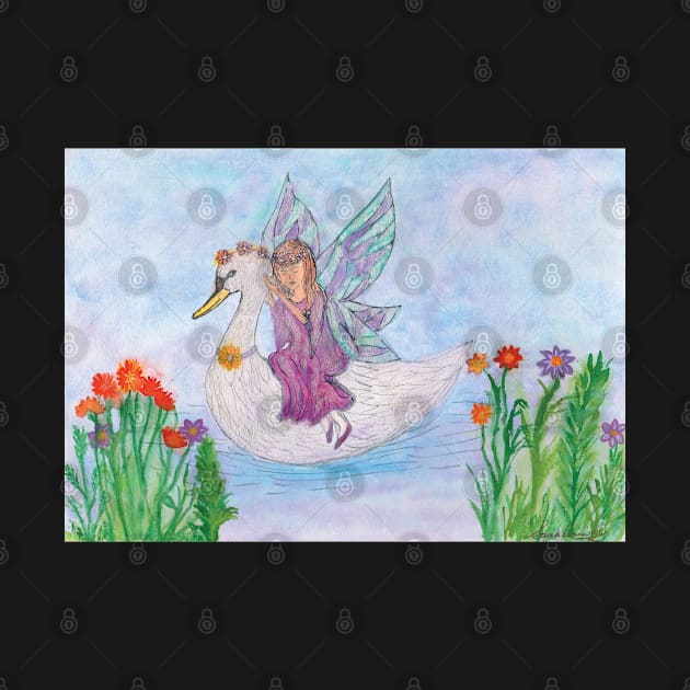 The Fairy Swan - Watercolour Painting by sarahwainwright