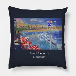 Bondi Icebergs painting  (dark/coloured clothing edition) Pillow