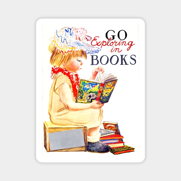 Go Exploring In Books, 1961 Magnet by rocketshipretro