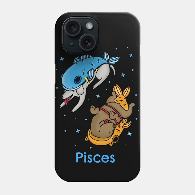 Cute Dogs Dressed as Pisces swimming in the stars Phone Case by That's My Doggy
