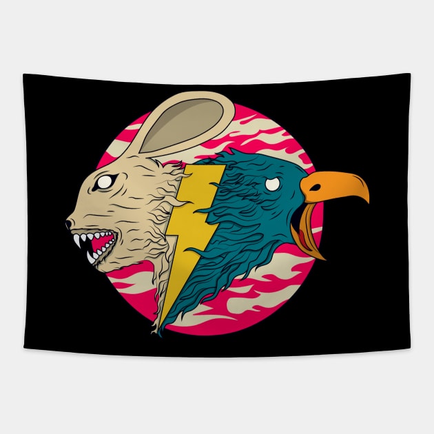 Rabbit & Eagle Tapestry by dotphix