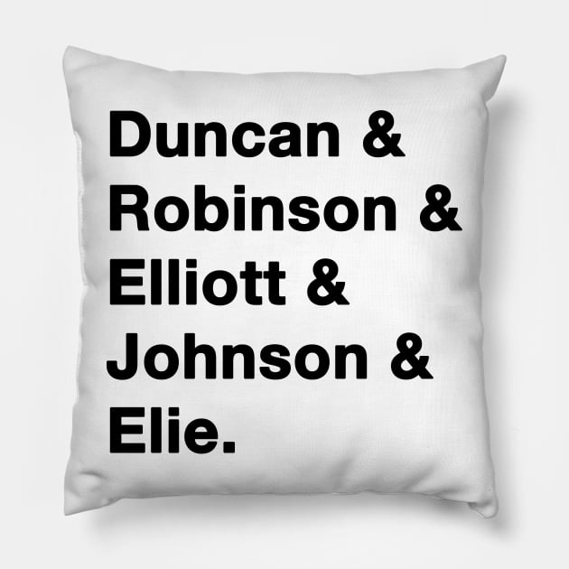 1999 San Antonio Spurs Greats Black Pillow by IdenticalExposure