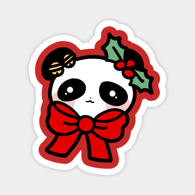 Christmas Panda Face Magnet by saradaboru