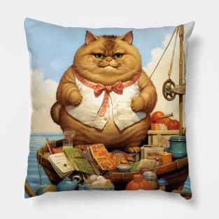Cats at Sea: Fat Cats, little boats Pillow