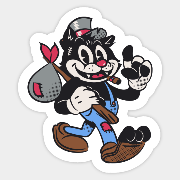 Retro Hobo Cat Cartoon - Retro Cat Cartoon - Sticker | TeePublic Retro Hobo Cat Cartoon - Retro Cat Cartoon - Sticker | TeePublic