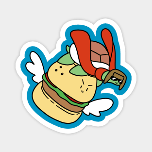 Pilot Turtle Riding a Hamburger Magnet