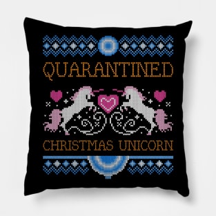 quarantined christmas unicorn Pillow