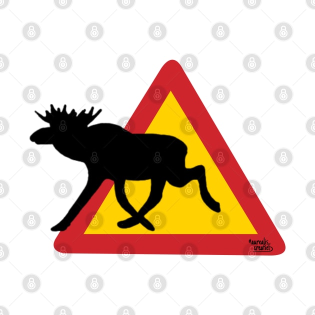 Moose traffic sign in Sweden by Aurealis