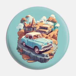 Vintage Car Illustration Pin