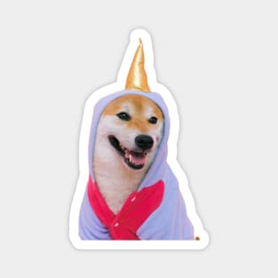 Funny dog in unicorn costume Magnet