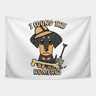 Funny dachshund is an archaeologist Tapestry