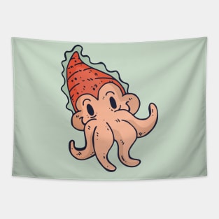 Cute Squid Cartoon Tapestry