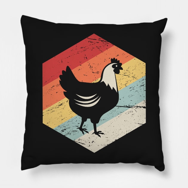 Retro Vintage Chicken Farmer Icon Pillow by MeatMan