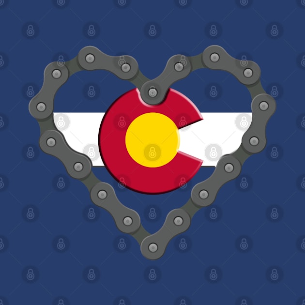 Colorado Flag Heart Bike Chain Cyclist by E