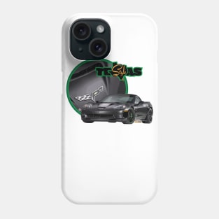 Texas-Style Black Corvette with green trim Phone Case