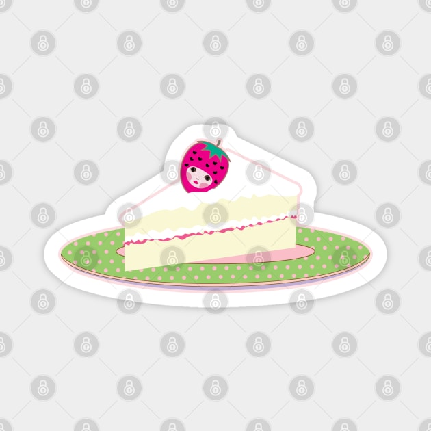 Strawberry Cake Girl Magnet by Essenceofcuteness