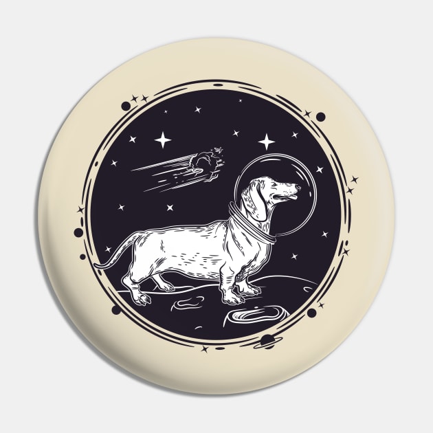 dachshund astronaut Pin by Mako Design 