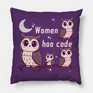 Women hoo code cute owls Pillow