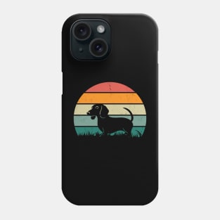 Sausage Dog in a Retro Sunset Phone Case