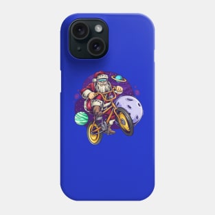 Christmas Santa cycling in space Phone Case