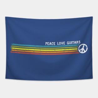 PEACE LOVE GUITARS Retro Rainbow Stripes Tapestry