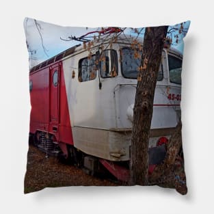 Disused loco, Romania Pillow