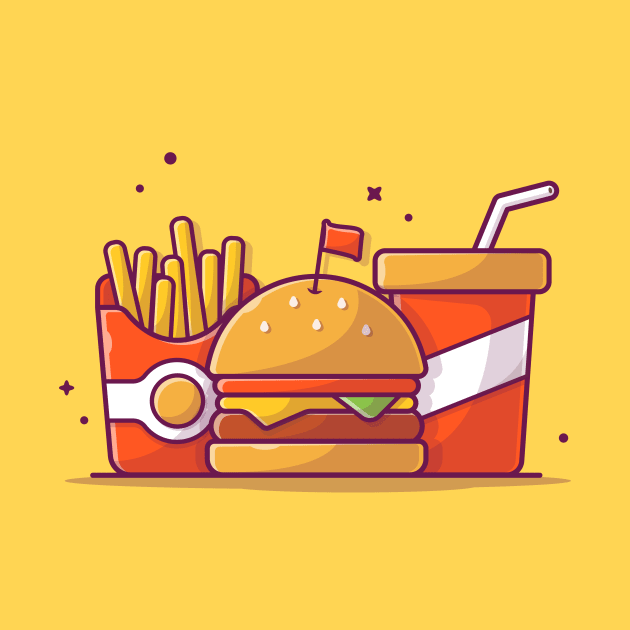 Burger, French fries And Soft Drink Cartoon by Catalyst Labs