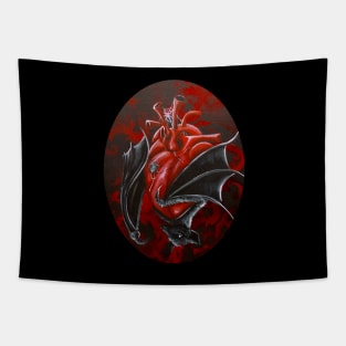 Gothic Heart with Bat Tapestry