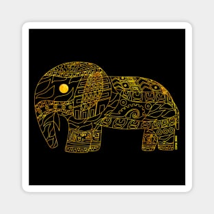 elephant in golden pattern ecopop mandala Magnet