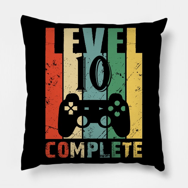 Vintage 10th Wedding Anniversary Level 10 Complete Video Gamer Birthday Gift Ideas Pillow by smtworld