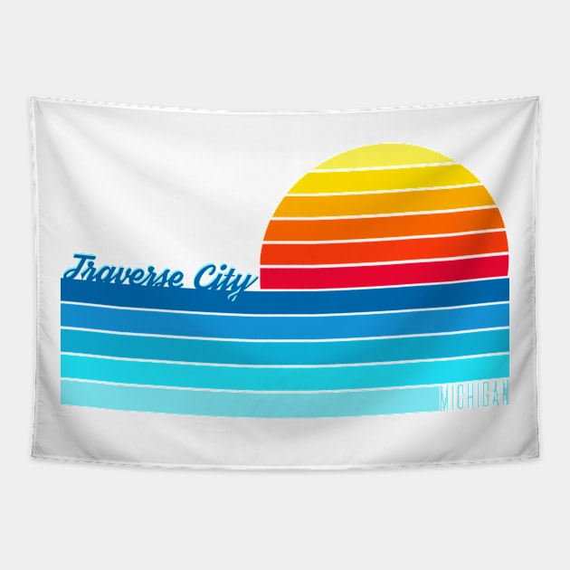 Traverse City Sunset Tapestry by Megan Noble