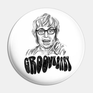 Austin Powers Sketching portrait - groovy baby Pin