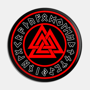 Triscalion Circle Red White Runes Pin