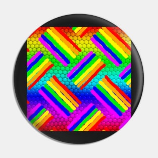 Rainbow Lizard Skin & Rainbow Rought Stripes Thatched Pin