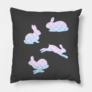 Pastel Easter Bunny Rabbit Retro Dotted Pattern Pillow