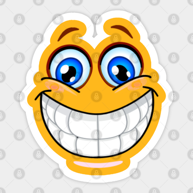 Big Smiley Face With Teeth Smiley Face Sticker Teepublic