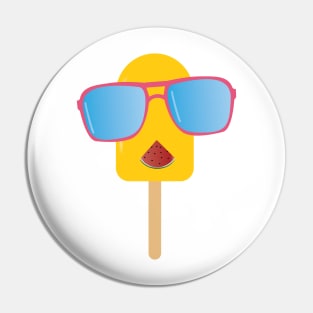 Funny popsicle with sunglasses illustration Pin