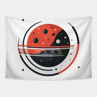 Minimalist Mars Logo, Outer Space Milky Way Astronomy Art Tapestry