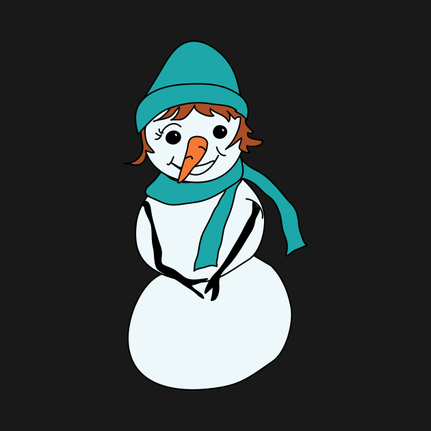 Snowwoman in scarf and hat by MegMarchiando