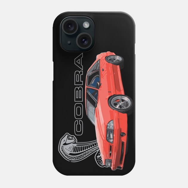 93 Mustang GT 5.0L V8 Fox Body Cobra SVT Red Supercharged USA Phone Case by cowtown_cowboy